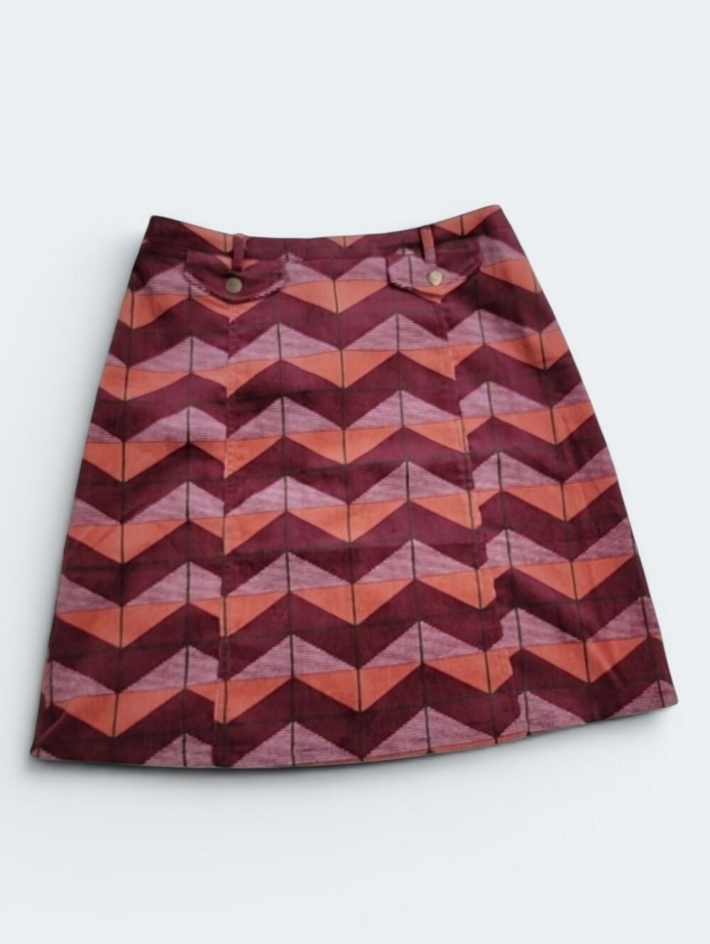 Flying Tomato Burgundy & Orange Fall Colors Geometric Print Skirt Size Medium